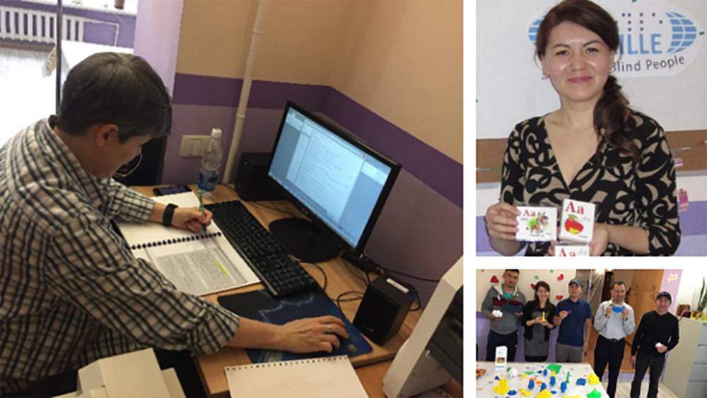 collage of photos demonstrating Clovernook Center's braille capabilities 